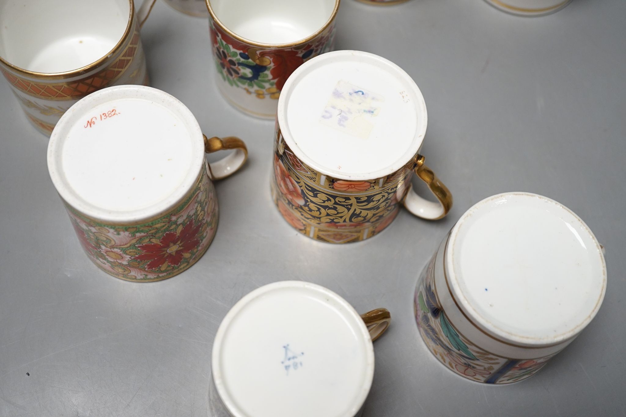 Ten various early 19th century English porcelain coffee cans